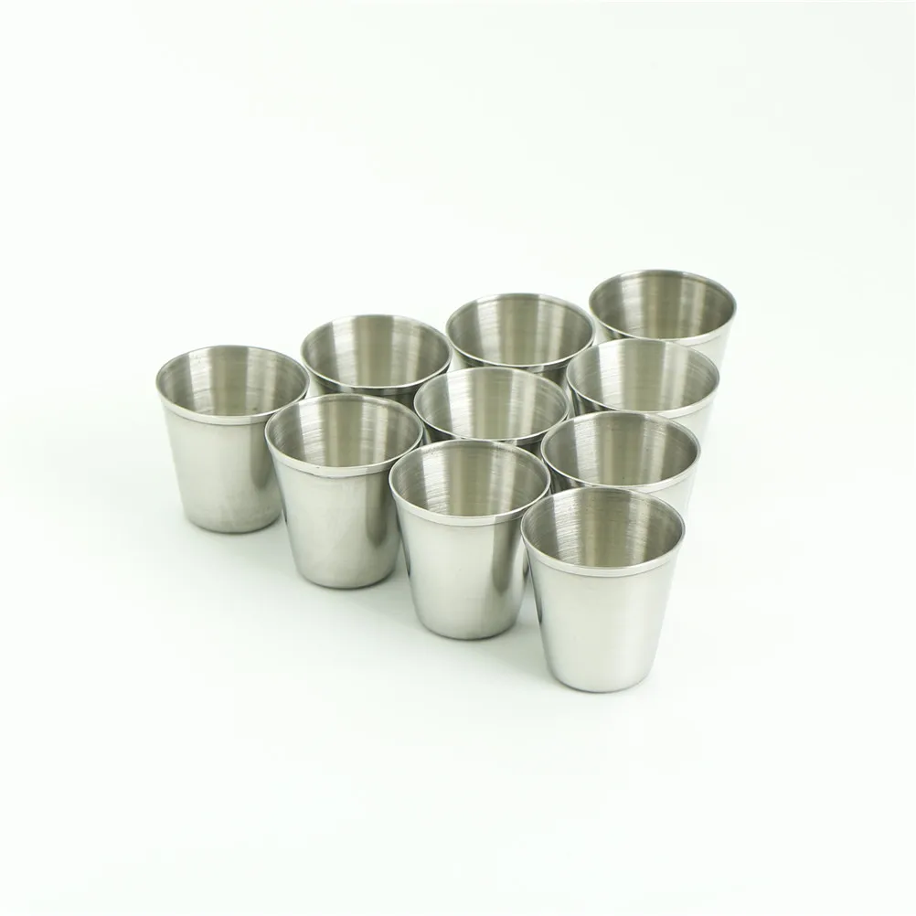10 Pcs 30ml Portable Stainless Steel Wine Drinking Shot Glasses Barware Cup 
