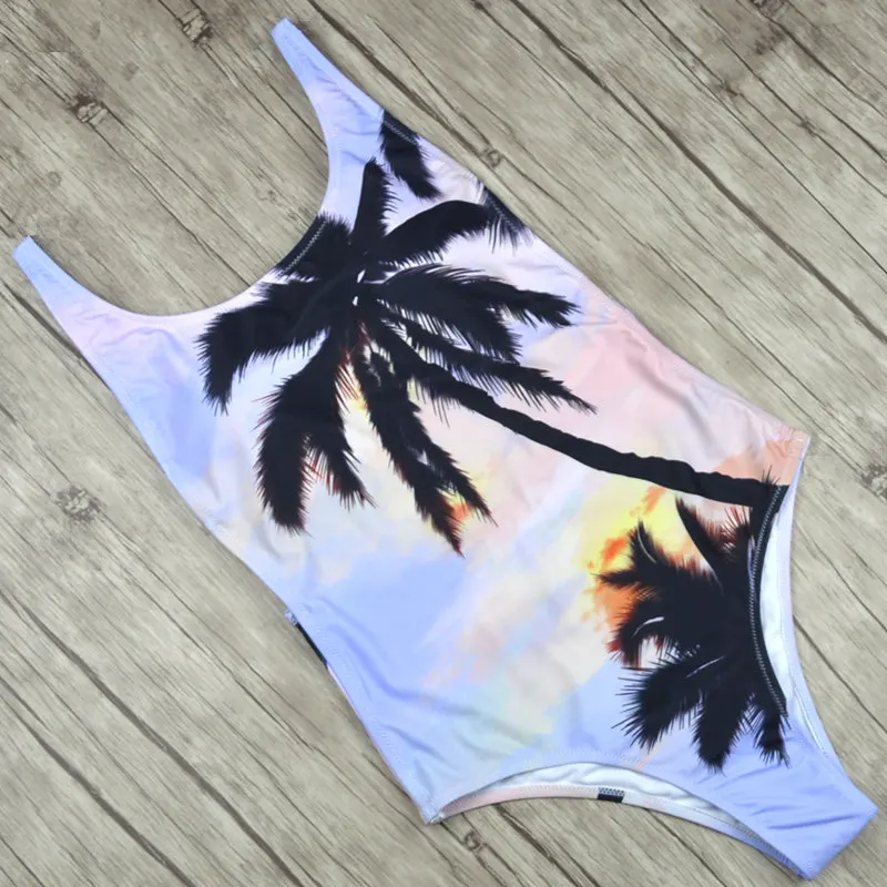 

Beach 2019 Sexy Women One Piece Swimsuit Fused Swimwear Female Halter Print Monokini Beachwear Bathing Suit Bather XL