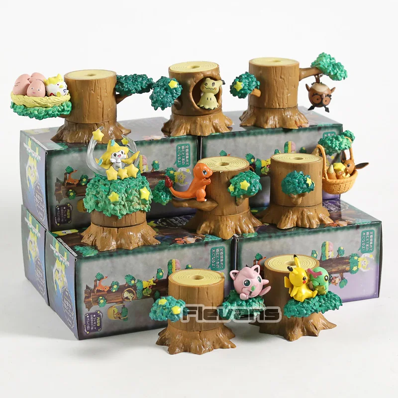 Монстры лес падающая звезда ночь Vol.2 Jirachi Togepi Пикачу катерпи Mimikyu Eevee Charmander ПВХ Цифры игрушки 8 шт./компл