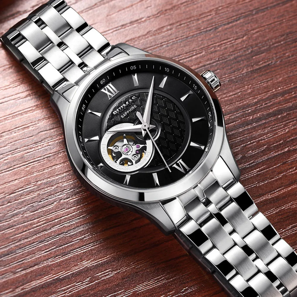 RUIMAS رجالي كلاسيك الفاخرة الميكانيكية ووتش الذكور الأعمال عارضة عالية الجودة المعصم مع NH38 العلامة التجارية ساعة Montre أوم RUIMAS رجالي كلاسيك الفاخرة الميكانيكية ووتش الذكور الأعمال عارضة عالية الجودة المعصم مع NH38 العلامة التجارية ساعة Montre أوم