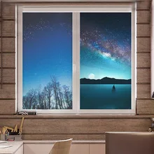 Звездное окно в небо пленка на заказ размер стеклянные наклейки статическая самоклеящаяся пленка ванная комната для детей скраб Непрозрачное окно конфиденциальности бумага