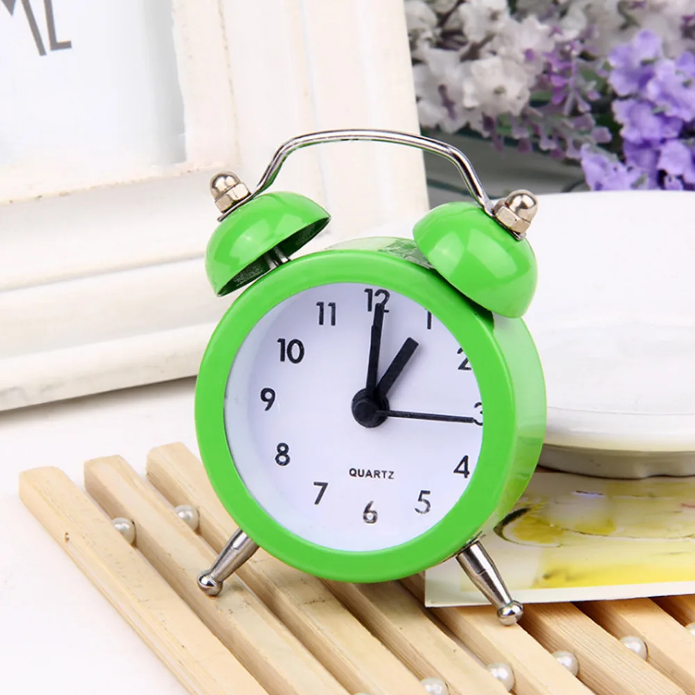 Mini Round Alarm Clock Desktop Table Bedside Clocks Kids Adults Travel Clock Decor Lovely Cartoon Alarm Clocks Dial Number Round