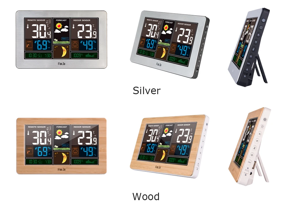 fanju termômetro de termômetro higrômetro sem fio com sensor de temperatura umidade para uso interno estação meteorológica