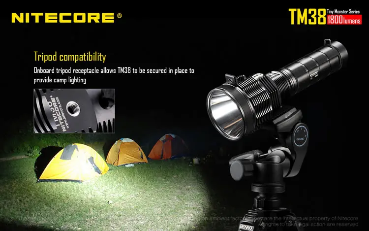 Поисковый светильник NITECORE TM38 Cree XHP35 HI D4 MAX. 1800LM светодиодный фонарь 1400 измеритель перезаряжаемый светодиодный фонарь с аккумулятором