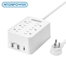 NTONPOWER Power Strip with PD Charger 45W USB-C US Flat Plug 6AC 3USB (2 USB-A , 1 USB-C) for Home Office 1.8M Extension Cord NTONPOWER Power Strip with PD Charger 45W USB-C US Flat Plug 6AC 3USB (2 USB-A , 1 USB-C) for Home Office 1.8M Extension Cord