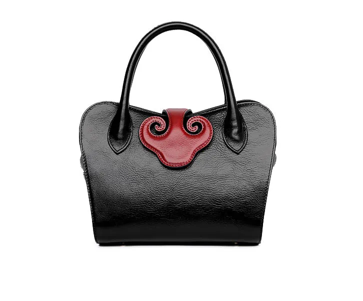 LUOFEIHUA новая кожаная сумка в этническом стиле с принтом женская модная сумка через плечо брендовая сумка - Цвет: black