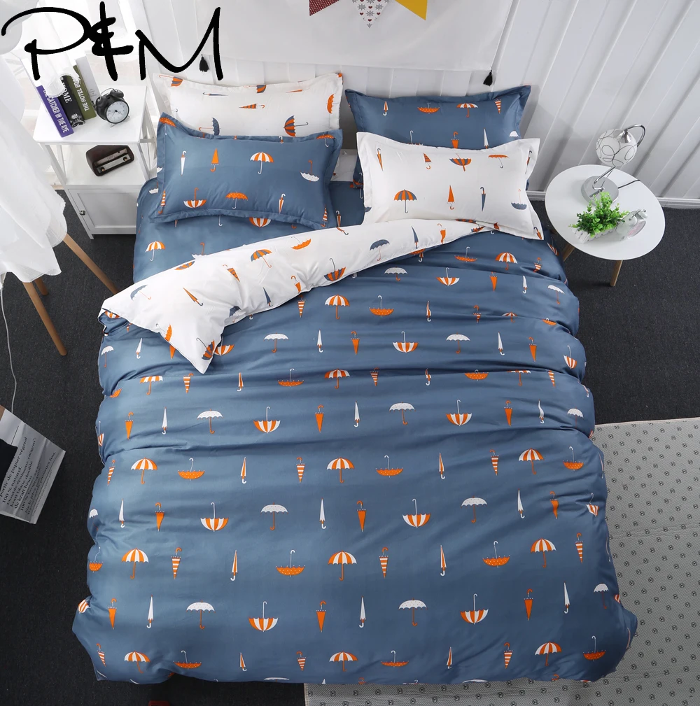 

Papa&Mima Brief bedlinens Colored umbrellas bedding set Polyester queen king size Sheet Pillowcase Duvet Cover Sets DropShipping