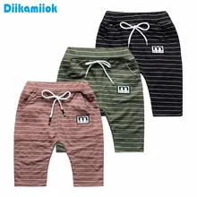 В году, летние детские шорты для мальчиков до колена брюки Капри Детская одежда повседневные штаны в полоску для мальчика черный, От 3 до 7 лет, HY6-01