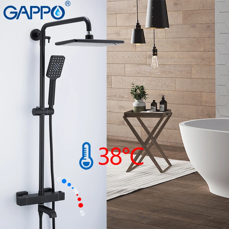 

GAPPO shower faucet bathroom shower mixer black faucet thermostatic mixer tap waterfall bathtub faucets wall mounted