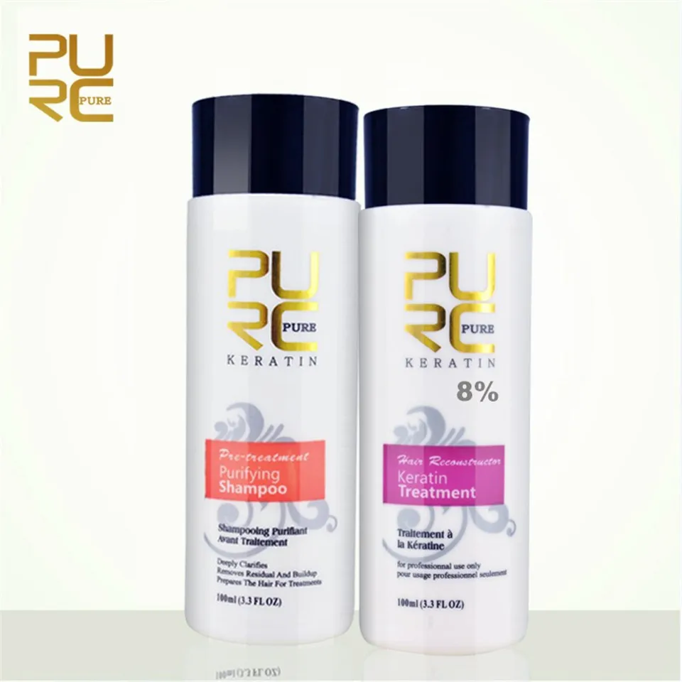 PURC 8% Formalin Бразилия Кератиновое выпрямление волос лечение+ очищающий шампунь набор ремонт повреждения Frizz сухие волосы продукты