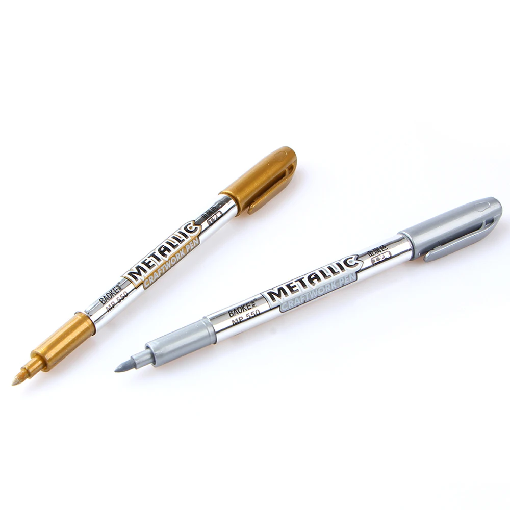 2 шт DIY металлический водонепроницаемый маркер с перманентной краской ручки ручка для рукоделия золото и серебро 1,5 мм Студенческая поставка маркер хайлайтер