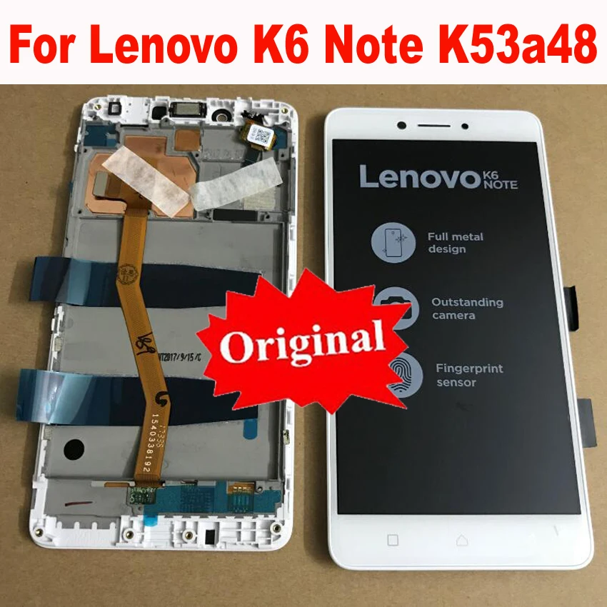 Skup Oryginalny nowy ekran lcd ekran dotykowy Digitizer montaż z ramką do Lenovo K6 Note K53a48 wymiana czujnika szklanego
