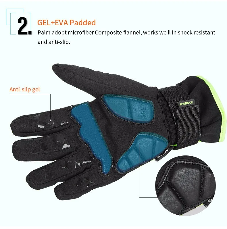 INBIKE 2018 Winter Cycling Gloves Gel Padded Thermal Full Finger Bike Bicycle Gloves Touch Screen Windproof Men's Gloves GW969R