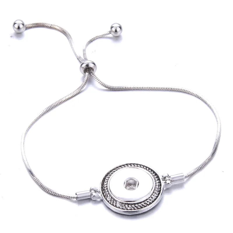 Новые модные регулируемые браслеты-цепочки, металлический браслет с защелкой, подходит для 18 мм/12 мм кнопки "сделай сам", ювелирные изделия для женщин - Окраска металла: D