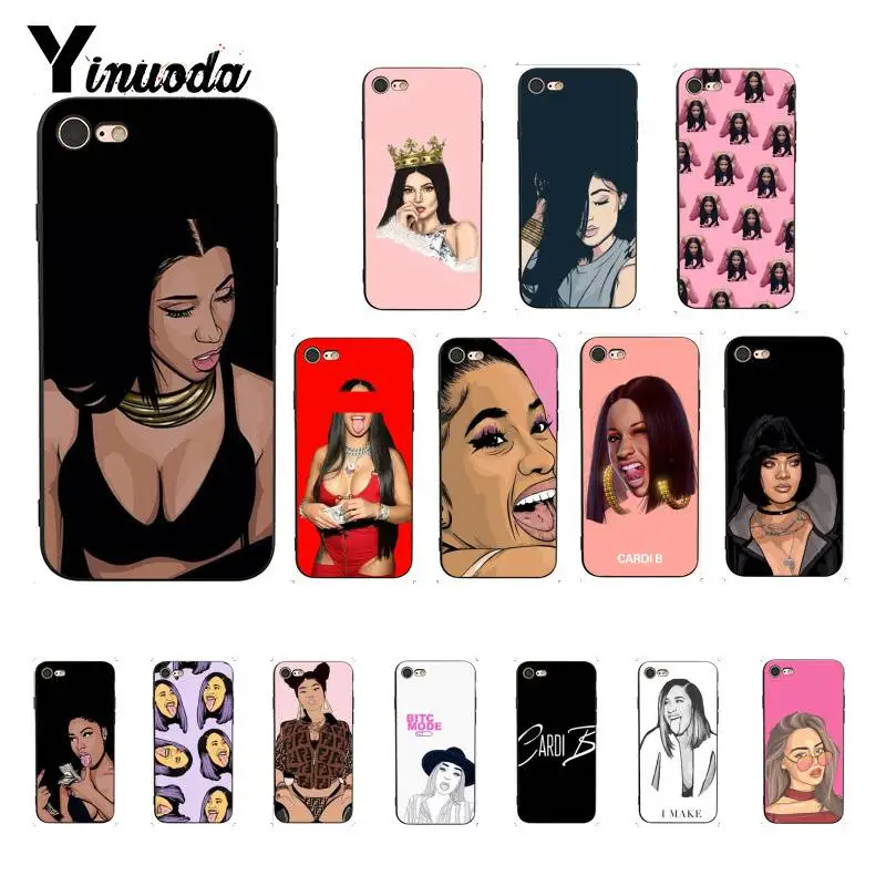 

Yinuoda Cardi B Nicki Minaj Luxury Unique Design DIY Protector Phone Case for iPhone 6S 6plus 7 7plus 8 8Plus X Xs MAX 5 5S XR