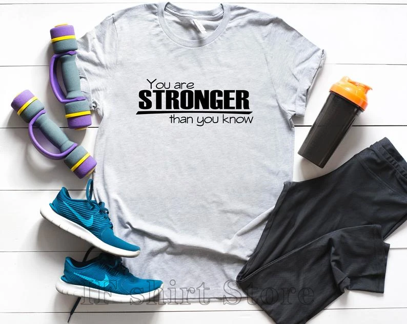 Camisetas de gimnasio con eslogan, ropa de gimnasio para hombre, ropa de motivación para hombre, ropa deportiva para hombre, eres más fuerte de lo que sabes|Camisetas| - AliExpress