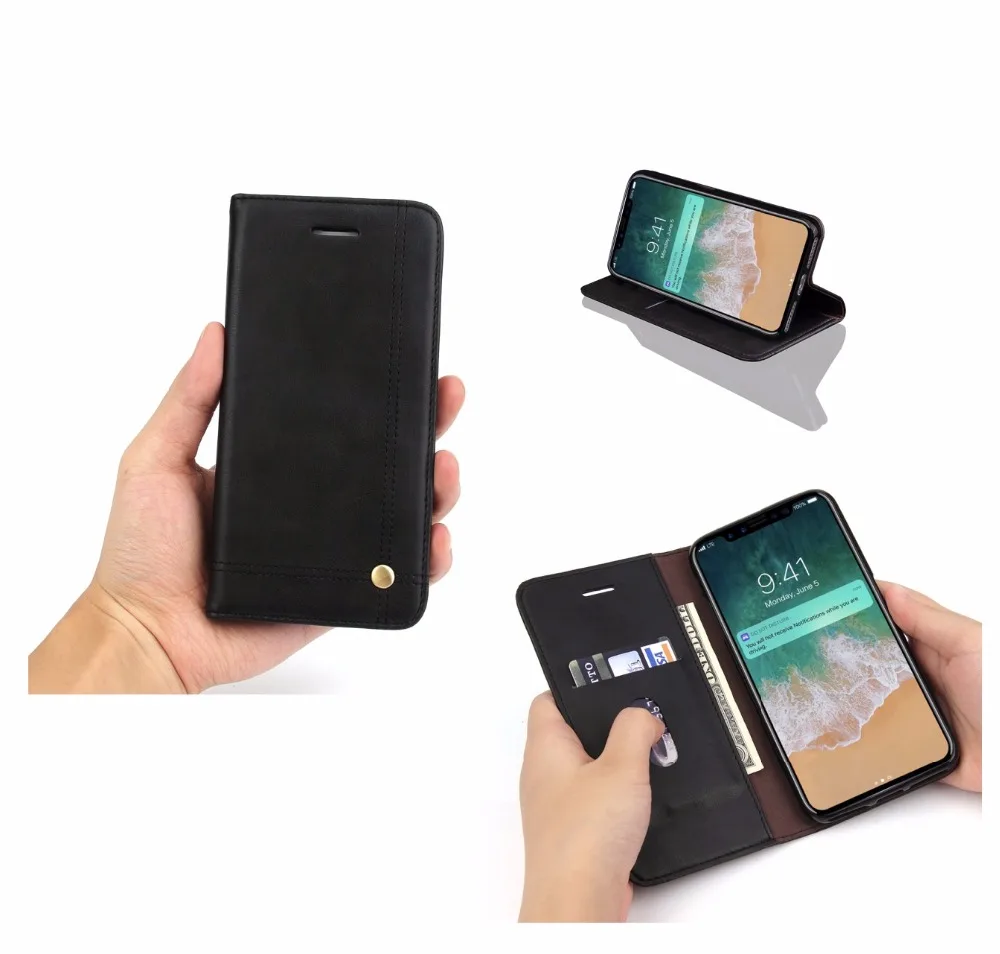 

Luxury Brand Genuine Leather Wallet Phone Cases Cover for iPhone 6 6s i6 Plus for iPhone iphon 5s SE 5 Card Holder Stand