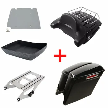 

Motorcycle Pack Trunk 5" Stretched Extended Saddle Bags For Harley Tour Pak Touring Road King Street Glide Road CVO 2014-2020