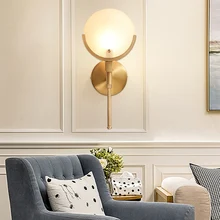 Nordic Villa Golden Copper Wall Lamp Art Spain Marble Led Wall Sconce Modern Bathroom Living Hotel