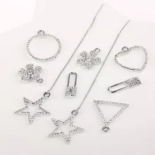 Hair material DIY handmade necklace bracelet necklace earrings Diamond Pendant triangular geometric alloy fittings