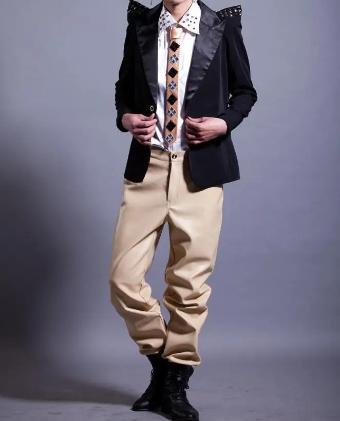 yellow leather pants mens