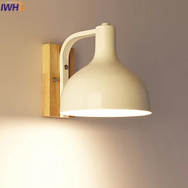 

IWHD Nordic Modern LED Wall Light Fixtures Bedroom Wooden Wall Lights Sconce Beside Lamp Arandela Lamparas De Pared