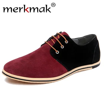 

Merkmak Men Casual Shoes Comfortable Fashion Men Shoes Business Dress Loafers Formal Lace Up Patchwork Shoes Large Size 38-50