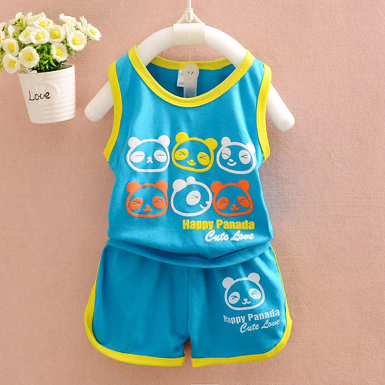 

Retail Children's Clothing Bears Pattern Vest & Shorts Boy's Set Summer Baby Boy 2 Pieces Sets