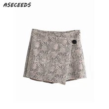 Летние шорты с высокой талией женские леопардовые шорты с принтом змеи корейские Шорты повседневные женские сексуальные юбки шорты