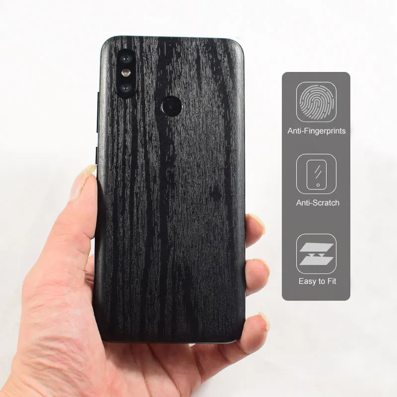 For Xiaomi Mi8/Mi8SE New Black Wood Grain Back Sticker Protective Phone Film Wrap Skins Paste Membrane for |