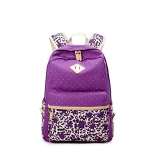 Холст Рюкзак Женщины Школьные Сумки для Девочек-Подростков Милые Bookbags Винтаж Печати Dot Leopard Mochila Рюкзаки Женский