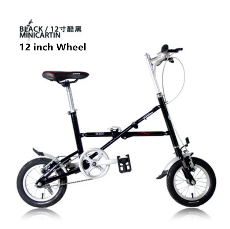 Бренд 12/14 дюймов углеродистая сталь быстро складной велосипед дорожный велосипед bicicleta качество детский мини велосипед - Цвет: 12 inch Black