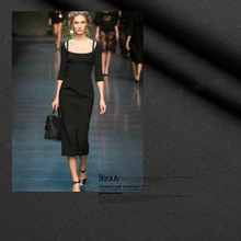 LEO& LIN плотный стрейч хлопок вязаный однотонный чистый черный Ткань Материал одежда юбка ткань