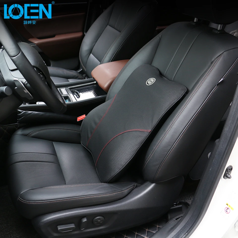 

New Car Styling Auto Seat Travel Rest PU Leather Lumbar Support Pillow Memory Cotton Waist Relax Cushion For Office Home Chair