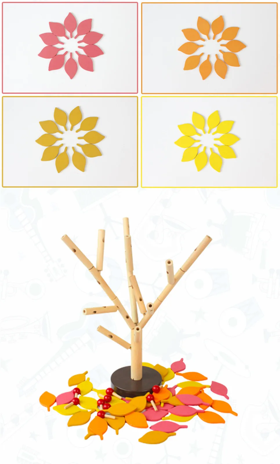 Детские деревянные игрушки для творчества с листьями и деревом, обучающая развивающая игрушка, развивающие игрушки для малышей, рождественский подарок для детей
