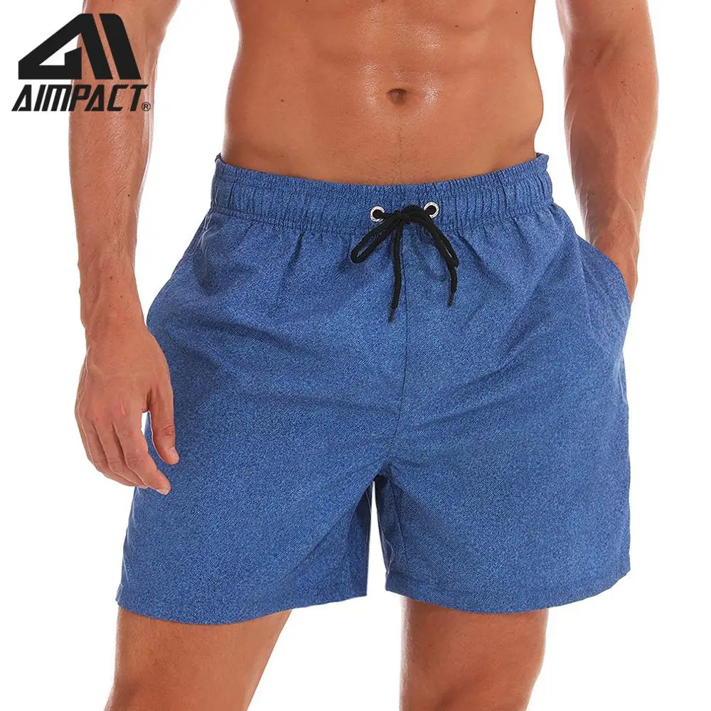 Aimpact мужские пляжные шорты синего цвета, быстросохнущие летние пляжные шорты для плавания, модные пляжные шорты с сетчатой подкладкой для серфинга на Гавайях, AM2203