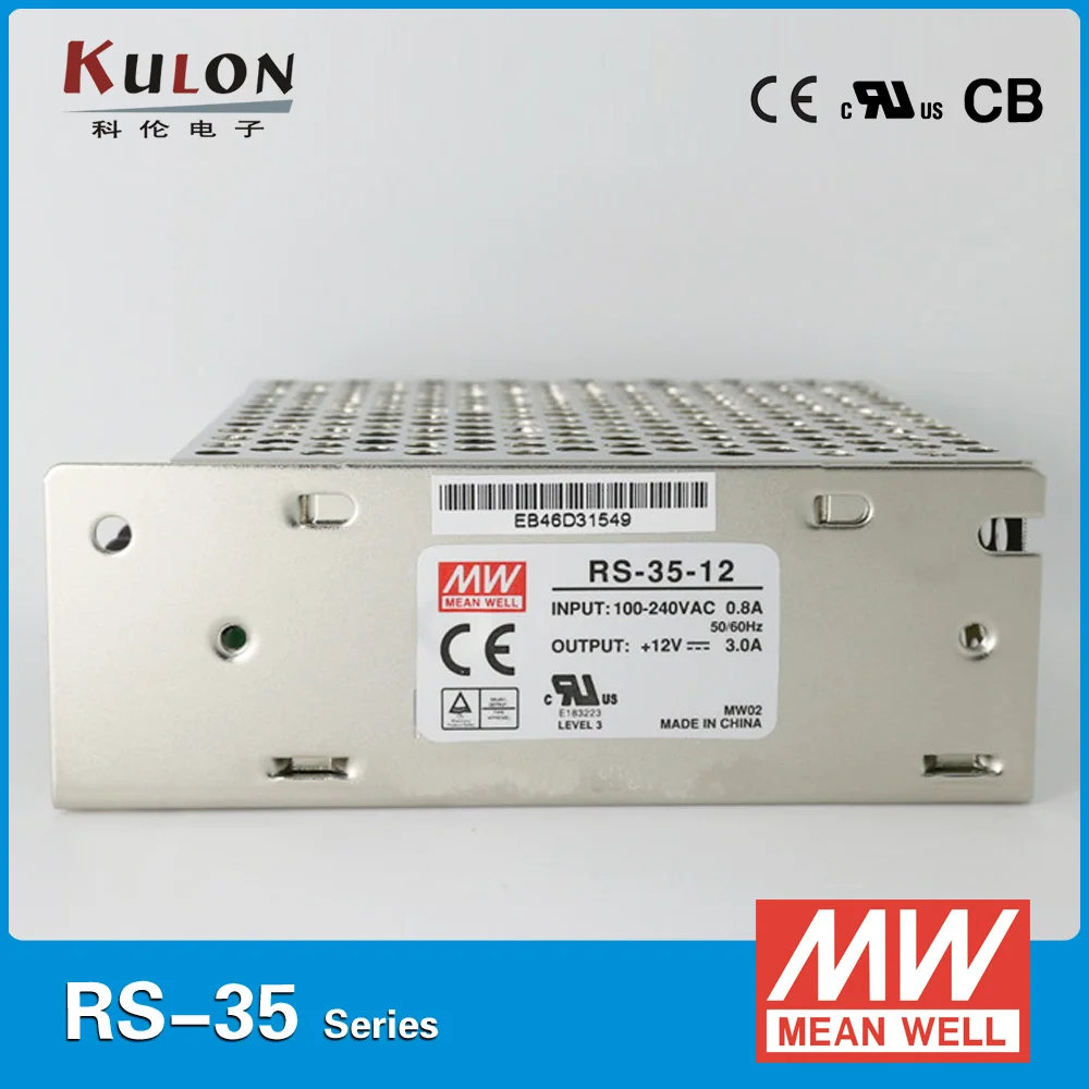 

Подлинная Meanwell Питание RS-35-24 один Выход 35W 24V 1.5A бренд MEAN WELL представляет Питание CB сертификацией UL одобренный CE