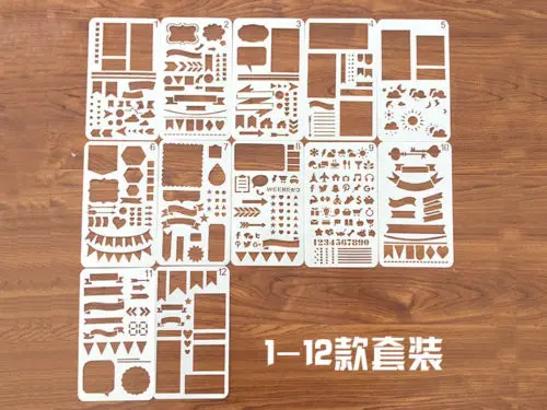 12/20 штук набор трафаретов со стрелками Пластик планировщик шаблон чертежа «сделай сам» дневник планер журнал Тетрадь Дневник Блокнот ручной работы - Цвет: 12pcs