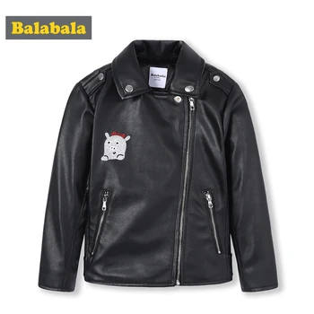

Balabala Kids Girls PU Leather Biker Jacket Toddler Girl Moto Jacket Children Kids Jacket Winter Coat Outwear Clothes Clothing