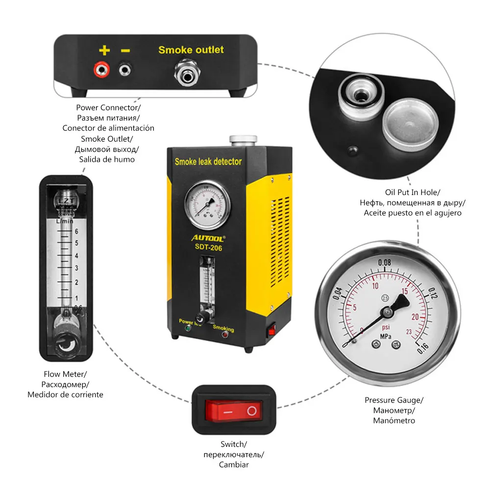 NEWLY AUTOOL SDT-206 Car Smoke Machines For Sale For Cars Leak Locator Automotive Diagnostic Leak Detector SDT206