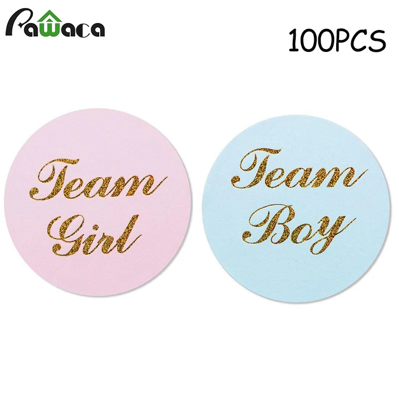 

100pcs/lot Gender Reveal Stickers Team boy and Team Girl Baby Shower Sticker Labels Party Supplies Decorations Candy Box Sticker