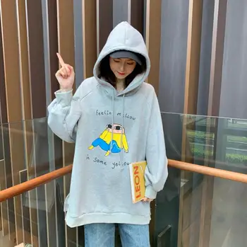 

Autumn new cartoon loose Harajuku hooded thin long-sleeved sweatshirt