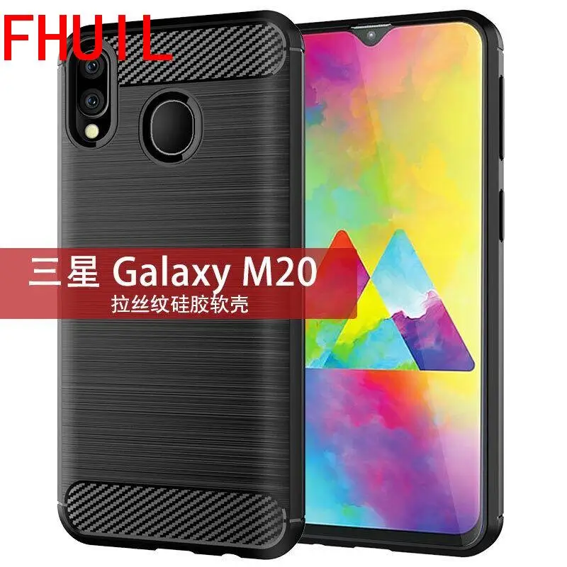

Phone Case For Samsung Galaxy M20 Carbon Fiber Bumper Shockproof TPU Cases For Galaxy M20 Silicone Cover Mobile Phone Cases