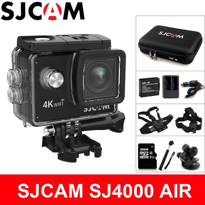 Скидка Экшн камера SJCAM SJ4000 AIR, Спортивная, 4 k @ 30FPS, WiFi, 2,0 дюймов, ЖК экран, для дайвинга, 30 м, водонепроницаемая, SJ 4000, камера для экстремальных видов спо...