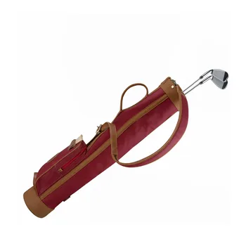 

Tourbon Vintage Golf Bag Canvas & Leather Pencil Style 24oz Golf Gun Clubs Carrier Cover 78CM Wine Red Sunday Sport Bags