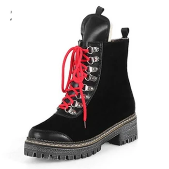 

Sapato Feminino Lace Up Platform Shoes Woman Women Chaussure Femme Winter Girls Ankle Snow Martin Boots Motorcycle G61286