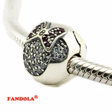 Fit Pandora Браслеты мышь проложить клип бусины с четким и красный фианит 925 стерлингов серебряные ювелирные изделия, подвески-талисманы