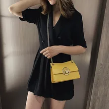 Новая Элегантная сумка на плечо Женская дикая простая сумка-портфель для девочек Джокер на одно плечо с цепочкой-замком маленькая квадратная сумка#35