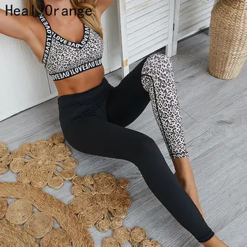 

Leopard Print Yoga Set Women Fitness Clothing Sportswear Woman Gym Leggings Push-up Sports Bra Padded 2 Pcs Fitness Sports Suits