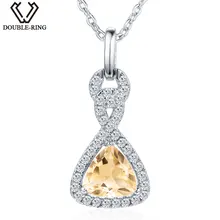 DOUBLE-R 1.0ct цитрин натуральный камень кулон женский 925 Серебряное ожерелье ювелирный бренд Романтический Женщины подарок с 1" цепи